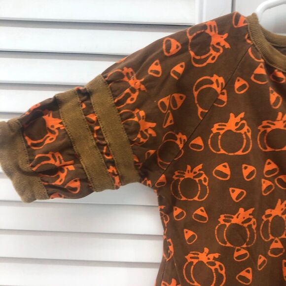 Brown 6M candy corn & pumpkin Romper - Picture 2 of 6